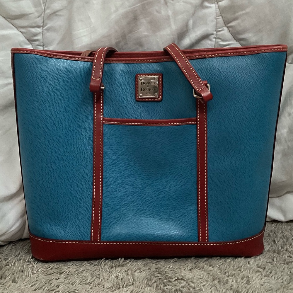 Authentic New Dooney & Bourke Blue and Brown Tote Bag Designer Purse